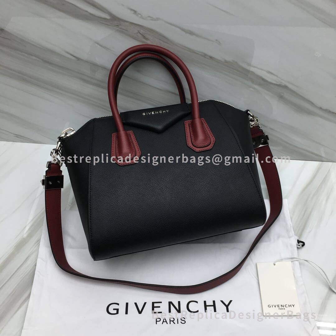 Givenchy Small Antigona Bag Black And Red In Grained Goatskin SHW 2-29909S
